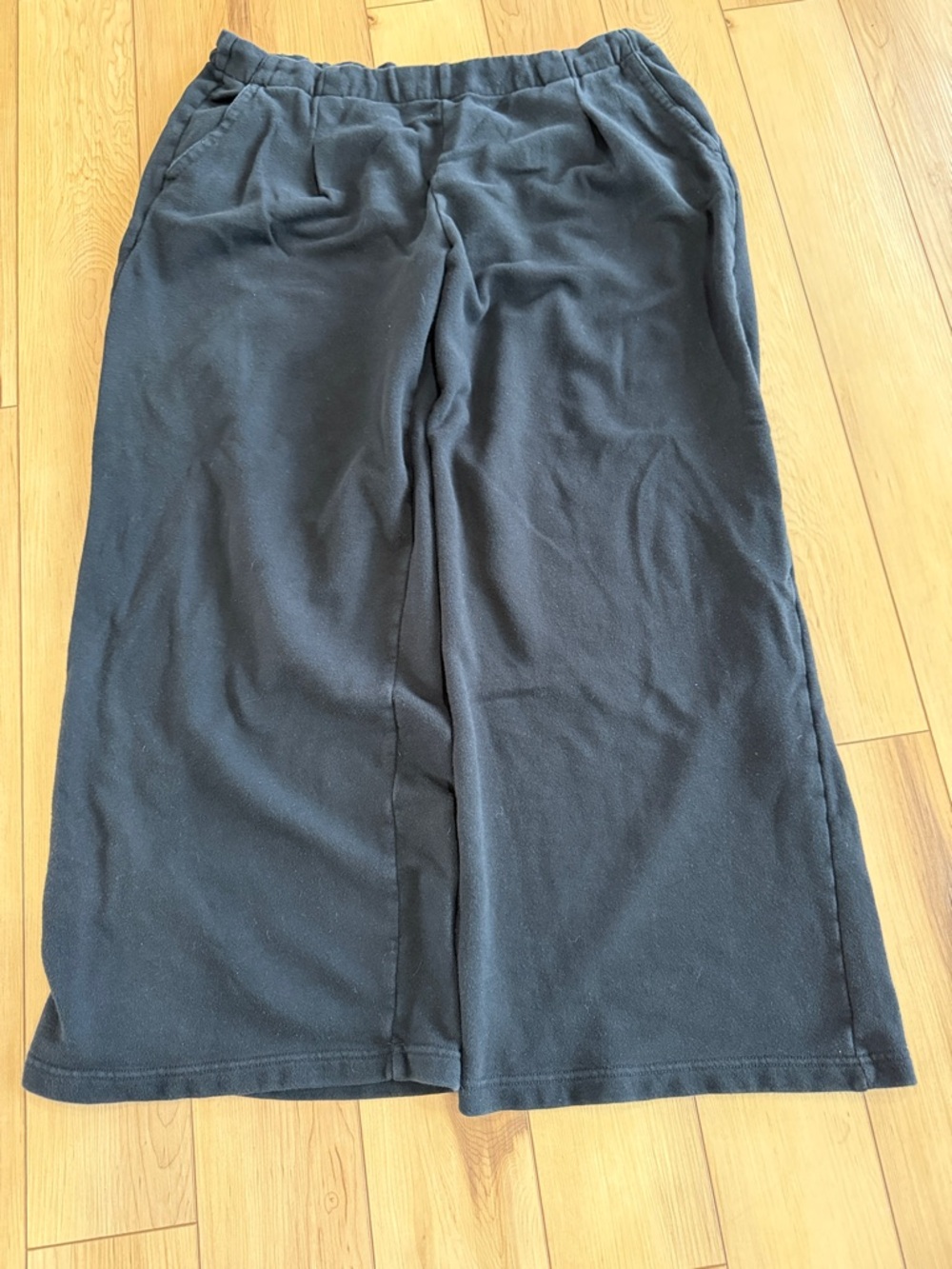 aerie Black Cozy Baggy Wide-led Fleece Lounge Pants